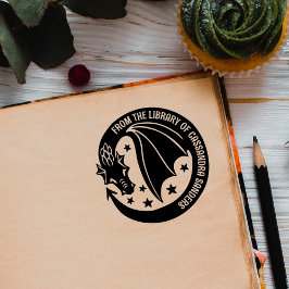 Sello Automático Dragón de fantasía entre estrellas de la bibliotec