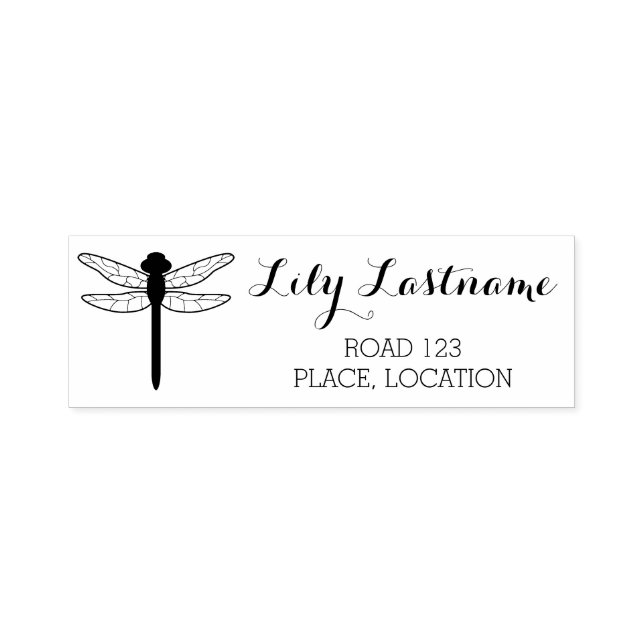 Sello Automático Dragonfly Con Información De Nombre Y Dirección (Diseño)