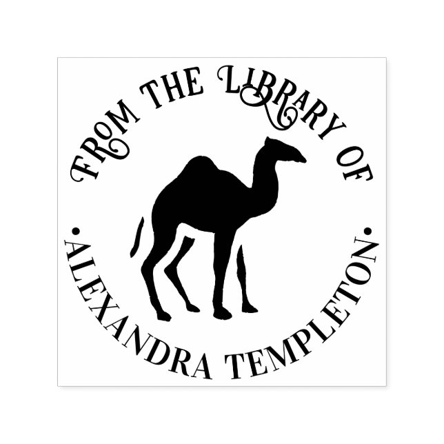 Sello Automático Dromedary Camel Silhouette "From the Library of" (Diseño)