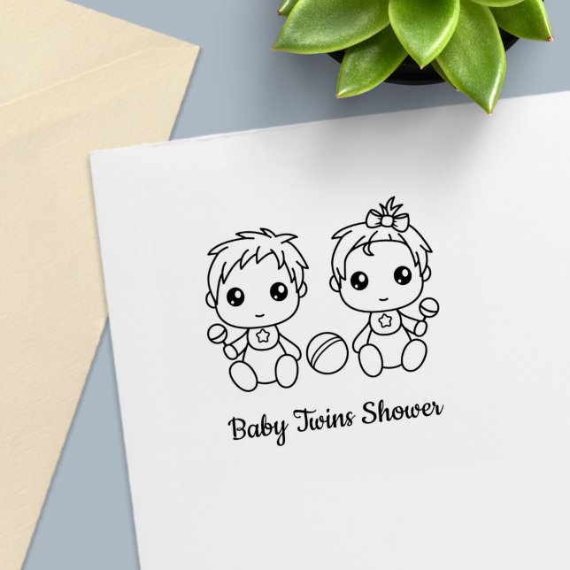 Sello Automático Ducha de gemelos niño y niña (Subido por el creador)
