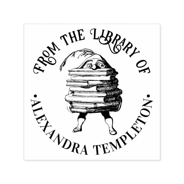 Sello Automático Duende Elfo Transportando Pila de Libros Gigante N (Diseño)