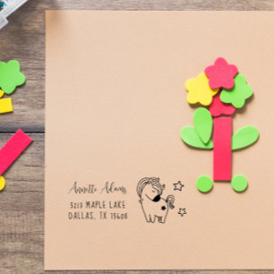Sello Automático Dulce equino Doodle Niños Personalizados Nombre Pe