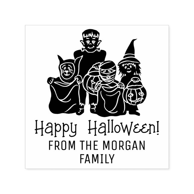 Sello Automático Dulceros Silueta Feliz Halloween Deseos (Diseño)