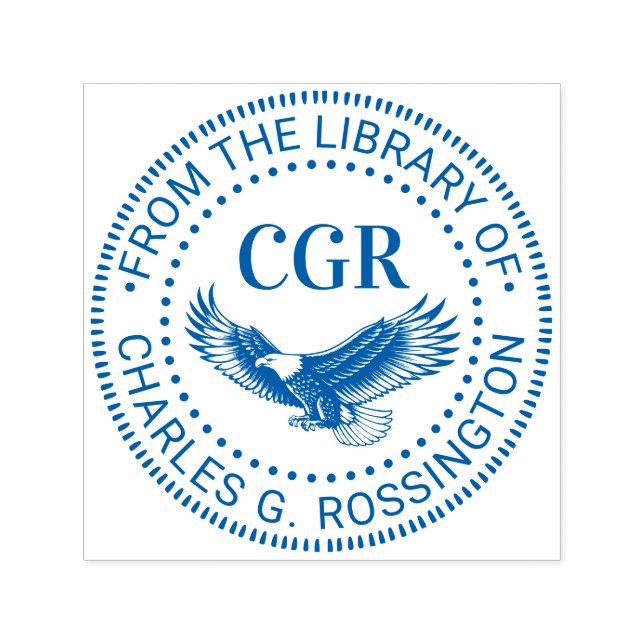 Sello Automático Eagle in Flight Wings Extended Library Book Name (Diseño)