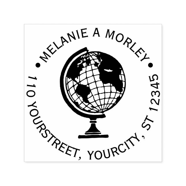 Sello Automático Earth World Globe #2 Dirección de devolución de no (Diseño)