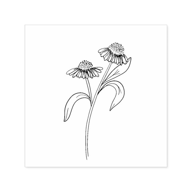 Sello Automático Echinacea Rubber Stamp (Diseño)