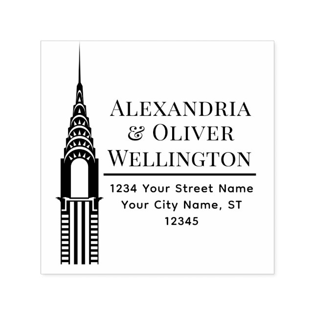 Sello Automático Edificio Chrysler Art Deco Pareja NYC (Diseño)