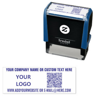 Sello Automático Ejemplo de código QR, logotipo y marca de texto Pe