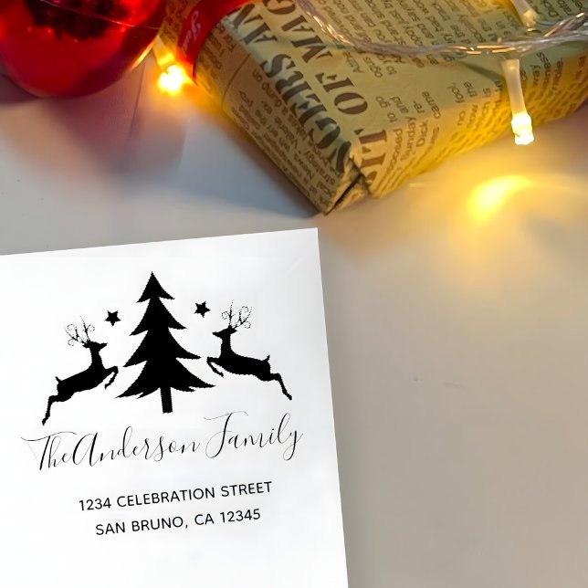 Sello Automático El árbol de Navidad rojo y la dirección de retorno (Subido por el creador)