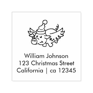 Sello Automático El cerdo de los Navidades voladores