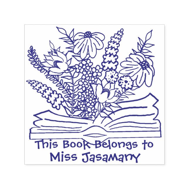 Sello Automático El libro floral pertenece a la personalización (Diseño)
