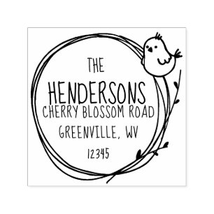 Sello Automático El pequeño pájaro lindo en vuelta de la naturale