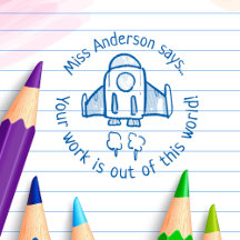 El profesor dice cohete personalizado fuera de est