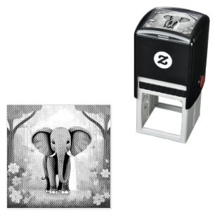 Sello Automático Elefante Bebé Whimsical Azul,