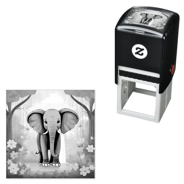 Sello Automático Elefante Bebé Whimsical Azul, (In Situ)