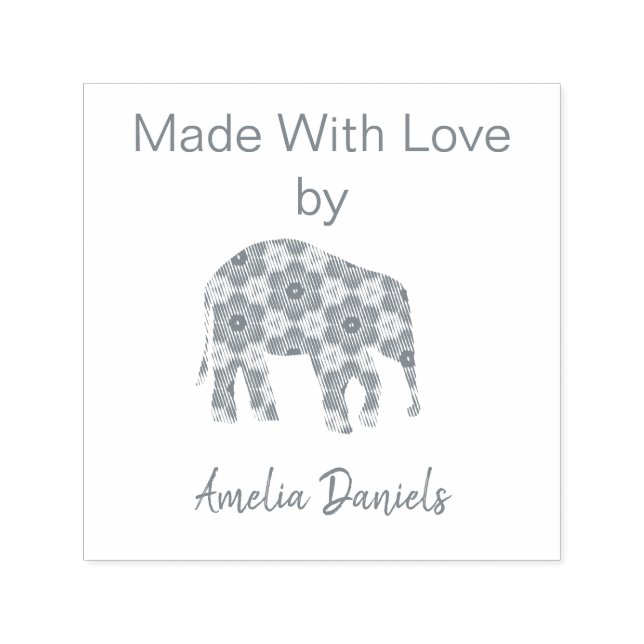 Sello Automático Elefante Personalizado Hecho con Amor (Diseño)