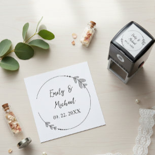 Sello Automático Elegant and Personalized Wedding Stamps – Custom