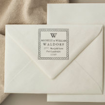 Elegant crossed frame Monogram Return Address 
