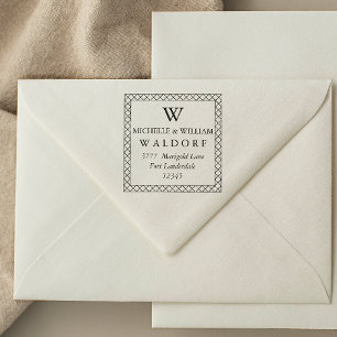 Sello Automático Elegant crossed frame Monogram Return Address 