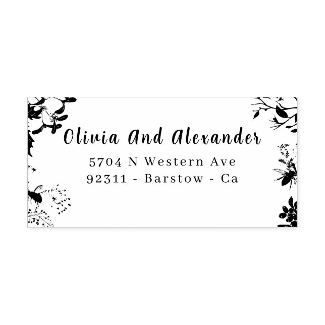 Sello Automático Elegant Floral Wedding Self‑Inking Rubber Stamp |  (Diseño)