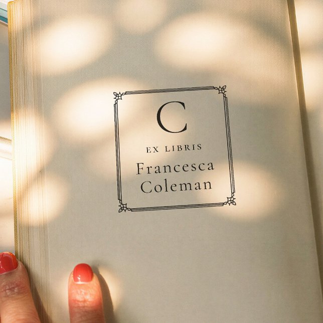 Sello Automático Elegant Frame Modern Monogram Ex Libris Book (Subido por el creador)