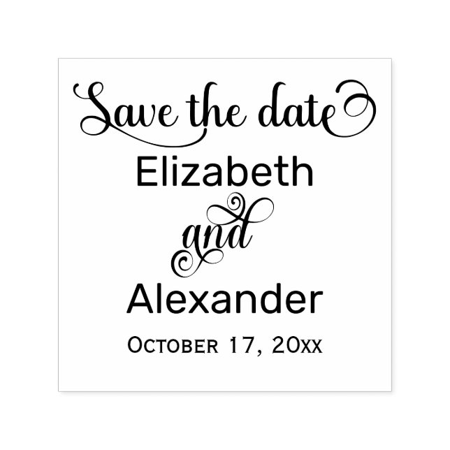 Sello Automático Elegant Save the Date Typography Monogram (Diseño)