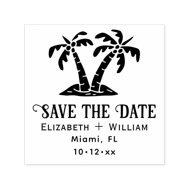 Sello Automático Elegant Tropical Palm Trees Wedding Save the Date (Diseño)
