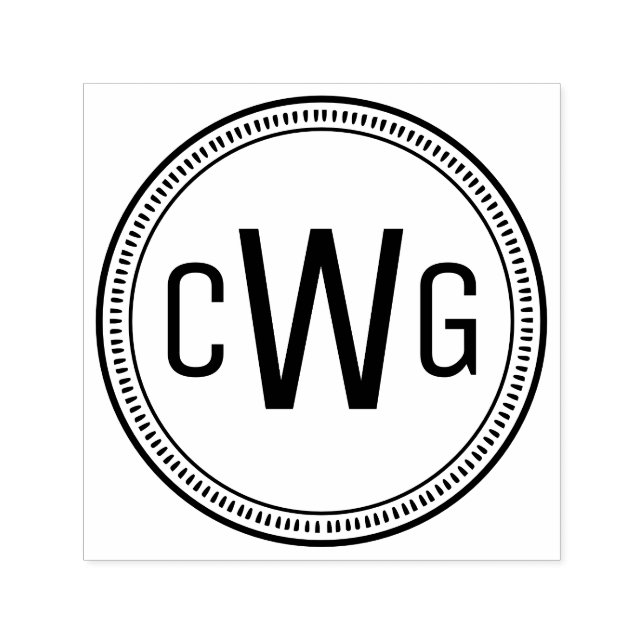 Sello Automático Elegante 3 Monograma inicial #1 Marco redondo #10 (Diseño)