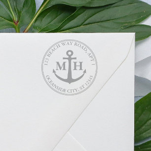 Sello Automático Elegante Anclaje Nautical Monograma Dirección de R