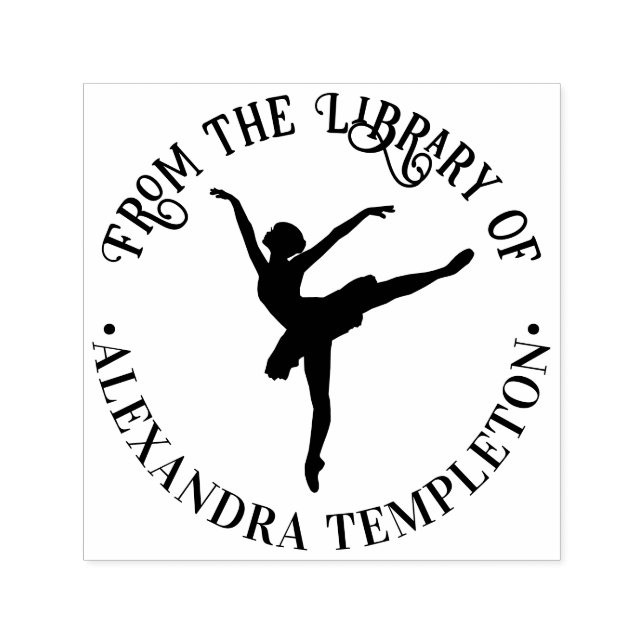 Sello Automático Elegante bailarina de ballet en el libro de la bib (Diseño)