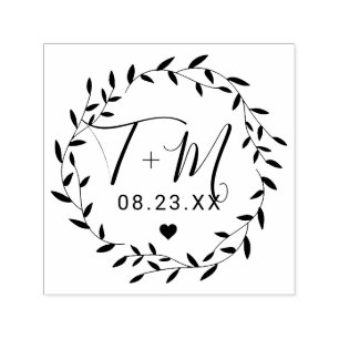 Sello Automático Elegante Boda de guirnaldas florales