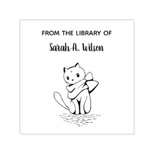 Sello Automático Elegante bufanda de gato de la biblioteca personal