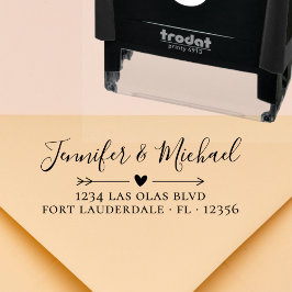 Sello Automático Elegante caligrafía Boda de corazón Dirección de r