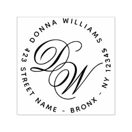 Sello Automático Elegante caligrafía de monograma 2 dirección inici