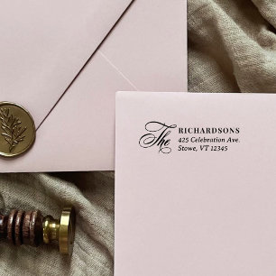 Sello Automático Elegante Caligrafía Dirección de Retorno de Boda F