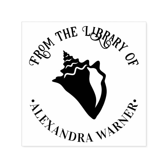 Sello Automático Elegante Concha de Caracol Playa Redonda Bibliotec (Diseño)