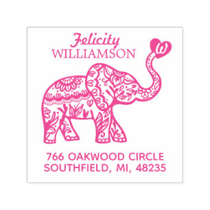 Sello Automático Elegante Corazón de Elefante Ornato Decorativo Flo