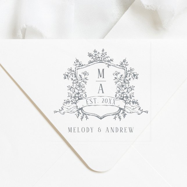 Sello Automático Elegante Cresta Floral de Boda (Subido por el creador)