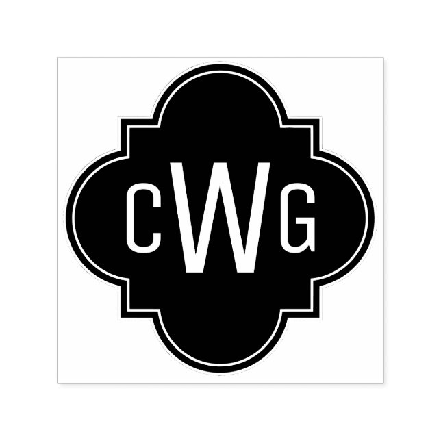 Sello Automático Elegante cuatrefoil marroquí 3 Monograma inicial (Diseño)