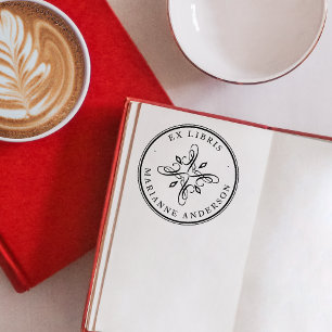 Sello Automático Elegante Damasco y tipografía Nombre personalizado