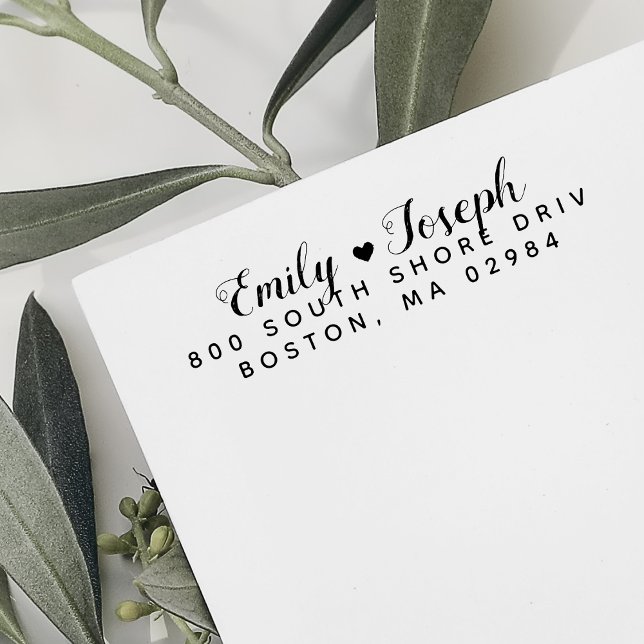 Sello Automático Elegante dirección de devolución (Elegant Heart Return Address Self-inking Stamp)