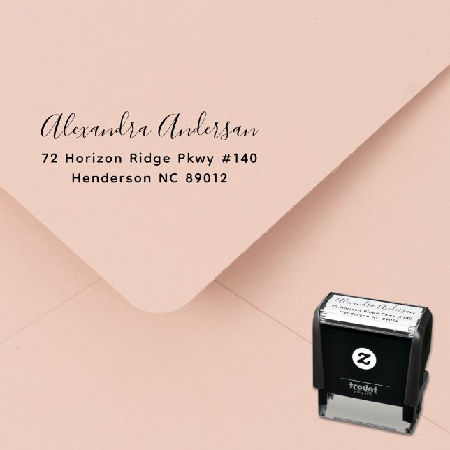 Sello Automático Elegante dirección de devolución con letra minimal (Elegant Script Typography Minimalist Return Addres Self-inking Stamp)
