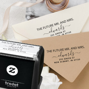 Sello Automático Elegante dirección de devolución de boda futuro Sr