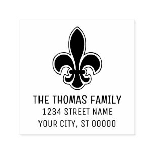 Sello Automático Elegante dirección de nombre heráldico Fleur de Li