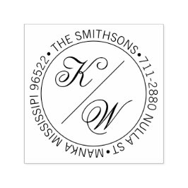 Sello Automático Elegante Dirección de Retorno Circular Bodas Inici