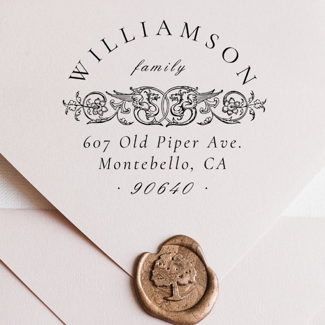 Sello Automático Elegante dirección de retorno de familia botánica  (Subido por el creador)