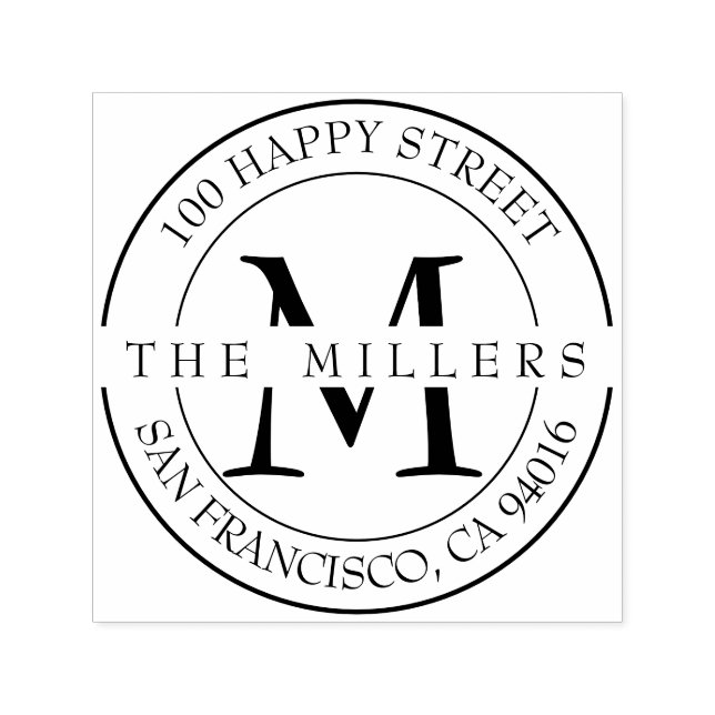 Sello Automático Elegante dirección de retorno de familia de monogr (Diseño)