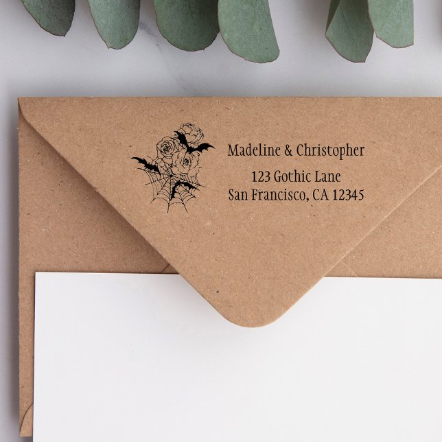 Sello Automático Elegante dirección de retorno del Boda floral góti (Subido por el creador)