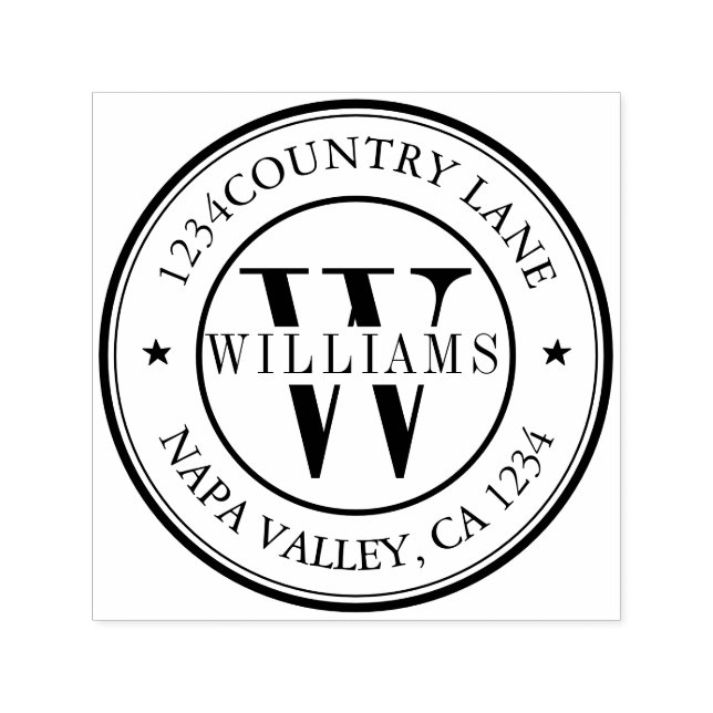 Sello Automático Elegante dirección de retorno monograma autotinta (Diseño)