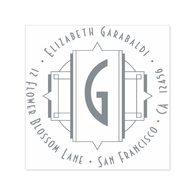 Sello Automático Elegante dirección de retorno redondeado de estilo (Diseño)